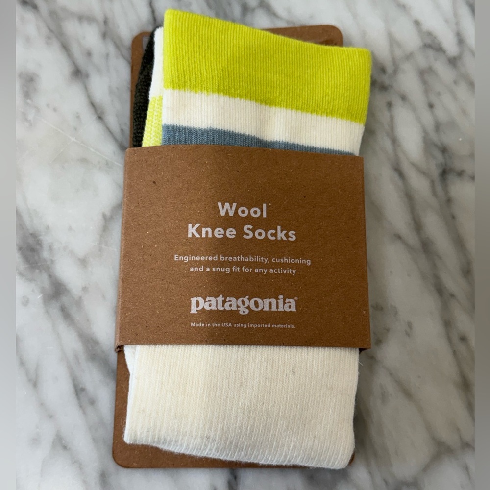 Patagonia, Merino Wool Blend Knee Socks, Allen Stripe: Birch White, Medium